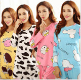 19 Colors Women Pajamas Suits Spring Autumn Cartoon Female Long-sleeve Pajama Pants Milk Silk Pajamas Suits tracksuit