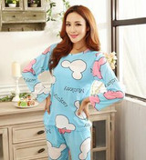 19 Colors Women Pajamas Suits Spring Autumn Cartoon Female Long-sleeve Pajama Pants Milk Silk Pajamas Suits tracksuit