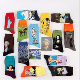 Fashion Art  Cotton Crew Socks  Painting Character Pattern for Women Men Harajuku Design Sox Calcetines Van Gogh