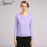 Sparsil Women Autumn Winter Cashmere Blend Sweater V-Neck Pullovers Long Sleeve Jumpers Womens Knitted Sweaters16 Colors S-XXL