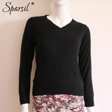 Sparsil Women Autumn Winter Cashmere Blend Sweater V-Neck Pullovers Long Sleeve Jumpers Womens Knitted Sweaters16 Colors S-XXL