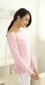 Sparsil Women Winter Cashmere Blend Sweater Knitted Sweaters Long Sleeve Pullovers Female Slash Neck Sweater