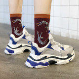 Women Chunky Blue Sneakers Web Celebrity Thick Sole