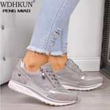 Women Shoes Gold Sneakers Zipper Platform Trainers Women Shoes