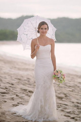 White Sheath Court Train Sweetheart Sleeveless Layers Lace Wedding Dress,Wedding Gowns W293