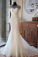 Sexy Tulle Bridal Gown Long Sleeves Lace With Applique Wedding Dress W304