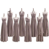 Most Popular Convertible Chiffon Gray Formal Long Bridesmaid Dresses for Wedding Party, WG68