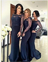 Sexy Long Sleeves Mermaid Lace Wedding Party Dress for Bridesmaids Wedding Guest Dresses, WG22 Sexy Long Sleeves Mermaid Lace Wedding Party Dress for Bridesmaids Wedding Guest Dresses, WG22