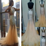 Sparkly Beaded Gorgeous Unique Sexy Junior Long Formal Prom Dress,AB1133