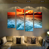 4PCS the best selling tropical sunset  Wall painting print on canvas for home decor ideas paints on wall pictures art No framed