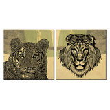Large size 2pcs Print Oil Painting Wall painting tiger with lion Decorative Wall Art Picture For Living Room paintng No Frame Large size 2pcs Print Oil Painting Wall painting tiger with lion Decorative Wall Art Picture For Living Room paintng No Frame