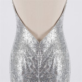Silver Evening Dresses 2019 Mermaid Halter Sequins Sparkle Sexy Backless Women Long Evening Gown Prom Dresses Silver Evening Dresses 2019 Mermaid Halter Sequins Sparkle Sexy Backless Women Long Evening Gown Prom Dresses