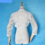 2018 New High Quality Lace Jacket 3/4 Sleeves Wedding Bridal Boleros Shrug Wrap Coat