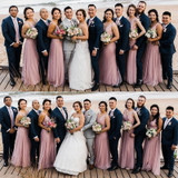 Blush Pink Chiffon Bridesmaid Dresses Sweetheart A-line V-neck Sleeveless Wedding Party Dress Elegant for Women