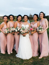 Blush Pink Chiffon Bridesmaid Dresses Sweetheart A-line V-neck Sleeveless Wedding Party Dress Elegant for Women