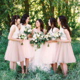 Two Piece Scoop Neck Sleeveless Bridesmaid Dresses Inexpensive Prom Dresses