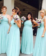 Tiffany Blue Sleeveless Halter Plus Size Bridesmaid Dresses Long Prom Dresses