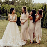 Simple Sleeveless A Line Side Slit Chiffon Long Bridesmaid Dresses