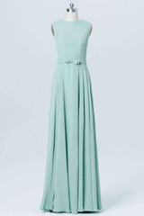 Pastel Green Sleeveless Bridesmaid Dresses,A Line Long Bridesmaid Gowns OB90