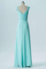 Mint Green A Line Floor Length Sweetheart Sleeveless Open Back Bridesmaid Dresses B135