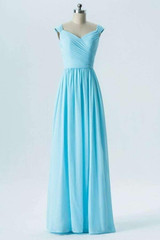 Pastel Blue A Line Floor Length Sweetheart Sleeveless Open Back Bridesmaid Dresses B139