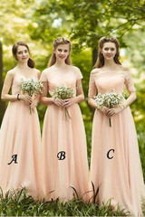 Pink A Line Floor Length Sweetheart Sleeveless Chiffon Bridesmaid Dresses B292