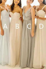 Simple Sweetheart A Line Chiffon Floor Length Bridesmaid Dress B371