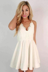 Cute Lace Spaghetti Strap V-neck A Line Homecoming Dress M515
