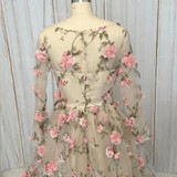 Gorgeous V Neck A Line Long Sleeves Prom Dress with Appliques P906