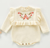 2021 Newborn Baby Girls Boys Knitted Romper Baby Clothes Cotton Woolen Baby Rompers Ruffle Infant Baby Boys Jumpsuit