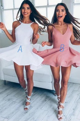 Simple Sleeveless Homecoming Dresses,Open Back Short Prom Dress H176