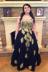 Black Tulle Ball Gown Spaghetti Straps Sleeveless Floor-Length Plus Size Dresses S23