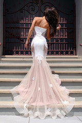 Trumpet Sweetheart Sleeveless Tulle Court Train Prom Dress,Party Dress P380