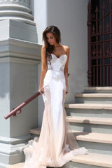 Trumpet Sweetheart Sleeveless Tulle Court Train Prom Dress,Party Dress P380