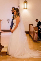 Simple Sweetheart Strapless Tulle With Beading Sweep Train Wedding Dress W435