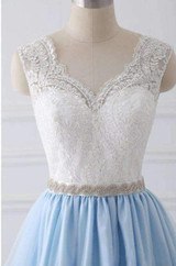 Elegant V Neck Lace Sleeveless Floor Length With Beading Wedding Dress W434