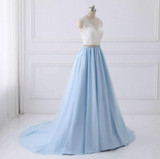 Elegant V Neck Lace Sleeveless Floor Length With Beading Wedding Dress W434