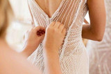 Deep V Neck Mermaid Wedding Gowns,Floor Length Sheer Wedding Dress OMW56