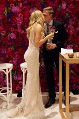Deep V Neck Mermaid Wedding Gowns,Floor Length Sheer Wedding Dress OMW56