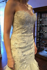 Simple Floor Length Strapless Sweetheart Wedding Gowns,Fit&Flare Low Back Appliques Beach Wedding Dress OMW66