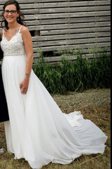 Sweetheart Spaghetti Wedding Gown,A Lien Appliques Beach Wedding Dress W118