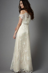 Spaghetti Lace Appliques Wedding Gown,Floor Length Beach Wedding Dress SW126