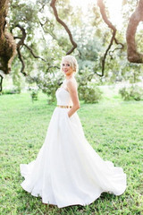 White A Line Floor Length Sweetheart Strapless Mid Back Wedding Gown,Beach Wedding Dress W150