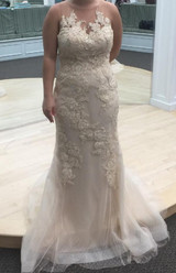 Trumpet Court Train Sheer Neck Sleeveless Appliques Wedding Gown,Wedding Dress W174