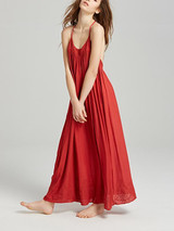 Bohemia Solid Color Spaghetti-neck Maxi Dress