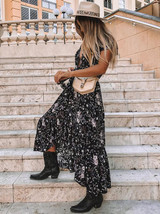 Asymmetric Deep V-neck Bohemia Maxi Dress Asymmetric Deep V-neck Bohemia Maxi Dress