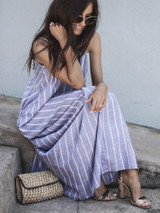 Bohemia Spaghetti-neck Backless Deep V-neck Maxi Dress