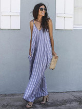 Bohemia Spaghetti-neck Backless Deep V-neck Maxi Dress