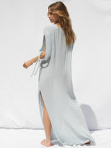 Solid Color V-neck Split-side Maxi Dress