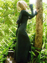 Forest Hooded Flared Sleeves Maxi Dress